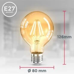 3 Ampoules LED Edison Vintage G80 I E27, 4W, Blanc Chaud 2200K, Intensité Lumineuse 320lm, Ampoule Rétro à Filament -OSRAM || EUROPALAMP Soldes Boutique 28271694 5
