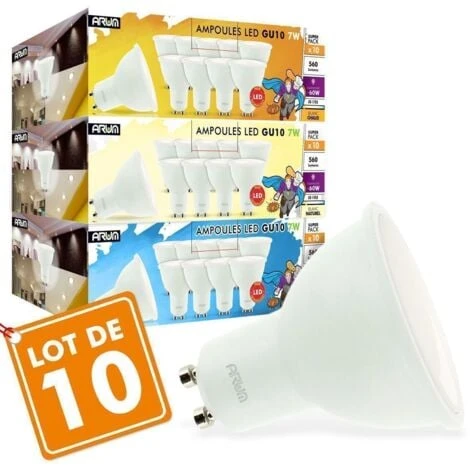 Lot De 10 Ampoules LED GU10 7W Eq 60W Température De Couleur: Blanc Neutre 4000K 4 Lot De 10 Ampoules LED GU10 7W Eq 60W Température De Couleur: Blanc Neutre 4000K – Image 2