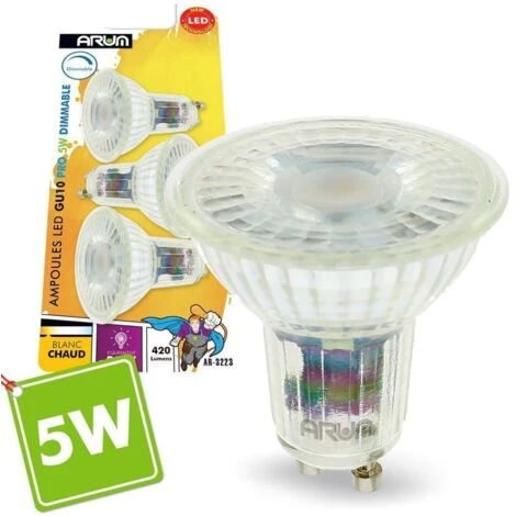 Lot De 3 Ampoules LED GU10 5W Dimmable 420 Lm Eq 50W Température De Couleur: Blanc Neutre 4000K 4 Lot De 3 Ampoules LED GU10 5W Dimmable 420 Lm Eq 50W Température De Couleur: Blanc Neutre 4000K – Image 2