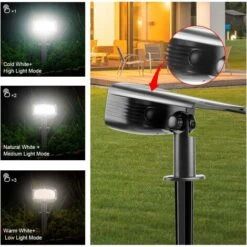 LITZEE Spot Solaire Extérieur, Projecteur Solaire 2-en-1 Installation 3 Modes Pour Chemin Patio Allée , 2 PACK 34 LEDs Lampe Solaire Extérieure Jardin Etanche, -OSRAM || EUROPALAMP Soldes Boutique 30112560 4