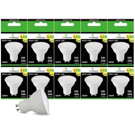 Pack De 10 Ampoules Led GU10 5W Blanc Chaud 3000K Eq. 50W Halogène 120° 4 Pack De 10 Ampoules Led GU10 5W Blanc Chaud 3000K Eq. 50W Halogène 120° – Image 2