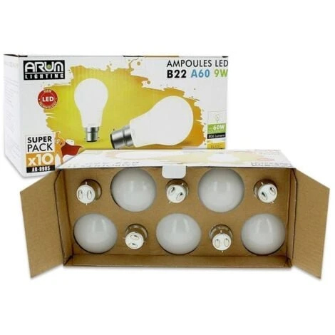 Lot De 10 Ampoules LED B22 8W Eq 60W 806lm Température De Couleur: Blanc Chaud 2700K 6 Lot De 10 Ampoules LED B22 8W Eq 60W 806lm Température De Couleur: Blanc Chaud 2700K – Image 4