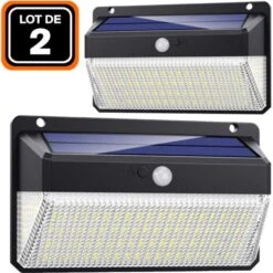 EUROPALAMP LOT DE 2 PROJECTEURS SOLAIRE DÉTECTEUR DE MOUVEMENT 228 PCS LED 2000 LUMENS