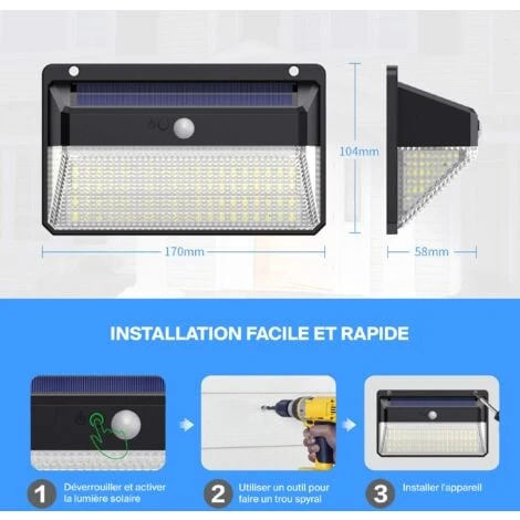 EUROPALAMP LOT DE 2 PROJECTEURS SOLAIRE DÉTECTEUR DE MOUVEMENT 228 PCS LED 2000 LUMENS 7 EUROPALAMP LOT DE 2 PROJECTEURS SOLAIRE DÉTECTEUR DE MOUVEMENT 228 PCS LED 2000 LUMENS – Image 5