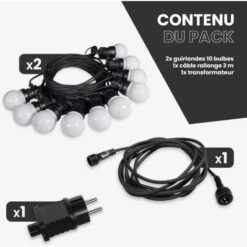 Guirlande Guinguette 20M Blanche - Guirlande Lumineuse Exterieure LED Blanc Chaud 20 Bulbes - Guirlande Guinguette Exterieure De 20M + 3M De Cable -OSRAM || EUROPALAMP Soldes Boutique 32694559 4