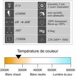 Lot De 12 Ampoules LED Filament E14 4W) 470Lm 2700K - Garantie 2 Ans -OSRAM || EUROPALAMP Soldes Boutique 32948313 3