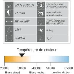 Lot De 10 Ampoules LED GU5.3 (MR16) 12V 4,4W - 120° - 350Lm 3000K - Garantie 5 Ans 8 Lot De 10 Ampoules LED GU5.3 (MR16) 12V 4,4W - 120° - 350Lm 3000K - Garantie 5 Ans -OSRAM || EUROPALAMP Soldes Boutique 32948314 3