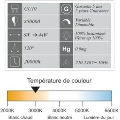 Lot De 10 Ampoules LED Dimmable GU10 6W 500Lm 2700K - Garantie 5 Ans -OSRAM || EUROPALAMP Soldes Boutique 32948316 3