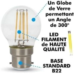 Lot De 2 Ampoules LED 4W B22 LED G45 Température De Couleur: Blanc Chaud 2700K -OSRAM || EUROPALAMP Soldes Boutique 33358324 2