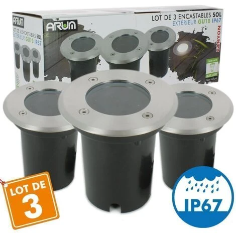 Lot De 3 Spots Encastrables De Sol CANYON INOX 304 GU10 IP67 4 Lot De 3 Spots Encastrables De Sol CANYON INOX 304 GU10 IP67 – Image 2