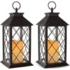 Lot De 2 Lanternes �� Bougies Vintage De 14 Po Avec Bougie Sans Flamme Scintillante �� DEL (noir) - Lanterne �� Bougie �� ��nergie Solaire Pour L'ext��rieur - Lanterne D��corative Suspendue Pour Patio -OSRAM || EUROPALAMP Soldes Boutique 33885874 1