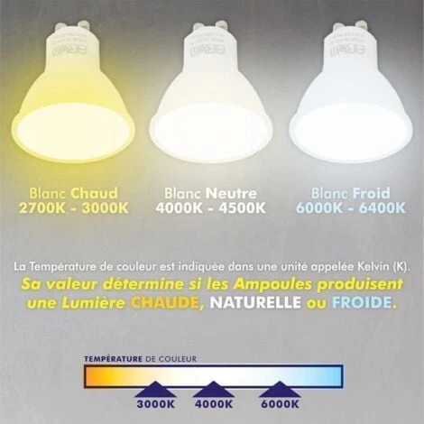 Lot De 10 Ampoules Spot LED GU10 5W Eq 40W Température De Couleur: Blanc Chaud 2700K 6 Lot De 10 Ampoules Spot LED GU10 5W Eq 40W Température De Couleur: Blanc Chaud 2700K – Image 4