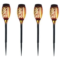 Lampe Solaire 12 LED 54cm Décor De Jardin Extérieur à Lumière Vacillante - 4 Pack