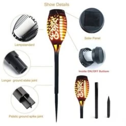 Lampe Solaire 12 LED 54cm Décor De Jardin Extérieur à Lumière Vacillante - 4 Pack -OSRAM || EUROPALAMP Soldes Boutique 37551950 4