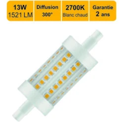 Ampoule LED Crayon 118mm R7s 13W 1521LM 2700K - Garantie 5 Ans