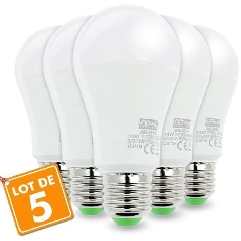 Lot De 5 Ampoules LED E27 14W Eq 100W Température De Couleur: Blanc Chaud 2700K 4 Lot De 5 Ampoules LED E27 14W Eq 100W Température De Couleur: Blanc Chaud 2700K – Image 2