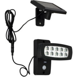 Applique Solaire Déportée Avec Détecteur De Mouvement (150 Lm) - Noir