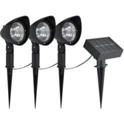 Lot De 3 Spots Solaires Déportés à Piquer (15Lm) - Noir