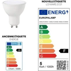 EUROPALAMP 5 Ampoules LED 5W GU10 Blanc Froid 6000K Haute Luminosité -OSRAM || EUROPALAMP Soldes Boutique 4254874 4