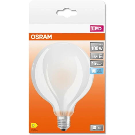 OSRAM LED Star GLOBE95, Ampoule LED à Filament Mat En Forme De Globe Avec Un Diamètre De 95mm, Culot E27, Blanc Froid (4000K), 1521 Lumen, Remplace Les Ampoules Conventionnelles De 100W, 1-pack 5 OSRAM LED Star GLOBE95, Ampoule LED à Filament Mat En Forme De Globe Avec Un Diamètre De 95mm, Culot E27, Blanc Froid (4000K), 1521 Lumen, Remplace Les Ampoules Conventionnelles De 100W, 1-pack – Image 3