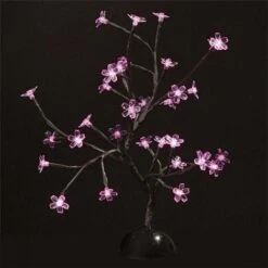 Arbre Lumineux 32 Led Fleurs Rose