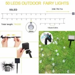 GDRHVFD Guirlande Lumineuse Solaire Extérieure,50Led Étanche Fairy Lights,8 Modes Lumières Guirlande Guinguette,Pour Intérieur / Extérieur, Jardin,Terrasse, Balcon, Mariage, Fête -OSRAM || EUROPALAMP Soldes Boutique 44929506 4