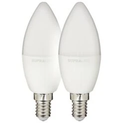 SupraLED - Pack De 2 Ampoules LED (Flamme), Culot E14, Conso. 2,8W (eq. 25W), 250 Lumens, Blanc Chaud - PACK2LV250F