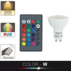 Xanlite - Ampoule LED Spot, Culot GU10, 4,2W Cons. (27W Eq.), Lumière Blanc Chaud Ou Lumière RVB Avec Sa Télécommande - SGRVBRW -OSRAM || EUROPALAMP Soldes Boutique 47378347 4