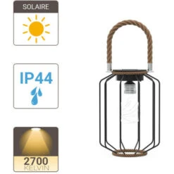Xanlite - Lanterne Solaire IP44 Blanc Chaud Métal Et Corde 6h D'autonomie - SORETRO4 -OSRAM || EUROPALAMP Soldes Boutique 47378571 5