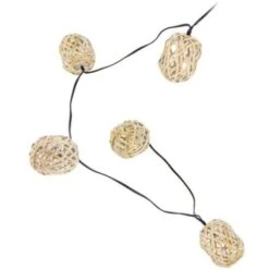 Xanlite - Guirlande Solaire Naturelle 5m IP44 - 10 Boules - Rotin - GRL5NAT