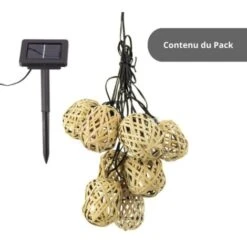 Xanlite - Guirlande Solaire Naturelle 5m IP44 - 10 Boules - Rotin - GRL5NAT -OSRAM || EUROPALAMP Soldes Boutique 47378700 5