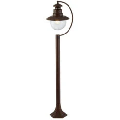 Poteau De Jardin Extérieur Searchlight Station 1 Light (hauteur 1100 Mm) - Brun Rustique Avec Verre Transparent
