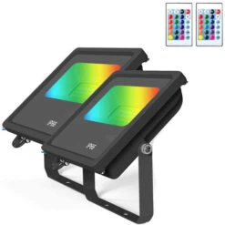 Lot De 2 Projecteurs LED RGB 30W Extérieur, Projecteur à LED Avec Télécommande étanche IP66 Pour Jardin Projecteur Extérieur