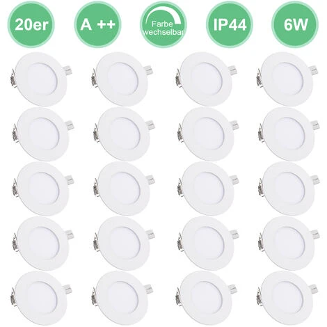 Hengda 20X LED Spot Encastré 6W Blanc Froid 6500K Rond RExtra Plate Changement De Couleur 3 En 1 Salle De Bain Cuisine Salon 3 Hengda 20X LED Spot Encastré 6W Blanc Froid 6500K Rond RExtra Plate Changement De Couleur 3 En 1 Salle De Bain Cuisine Salon