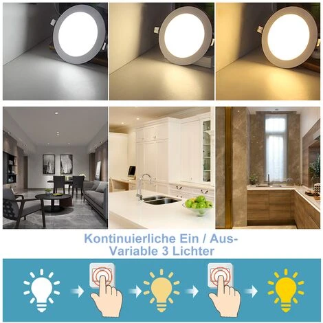 Hengda 20X LED Spot Encastré 6W Blanc Froid 6500K Rond RExtra Plate Changement De Couleur 3 En 1 Salle De Bain Cuisine Salon 5 Hengda 20X LED Spot Encastré 6W Blanc Froid 6500K Rond RExtra Plate Changement De Couleur 3 En 1 Salle De Bain Cuisine Salon – Image 3