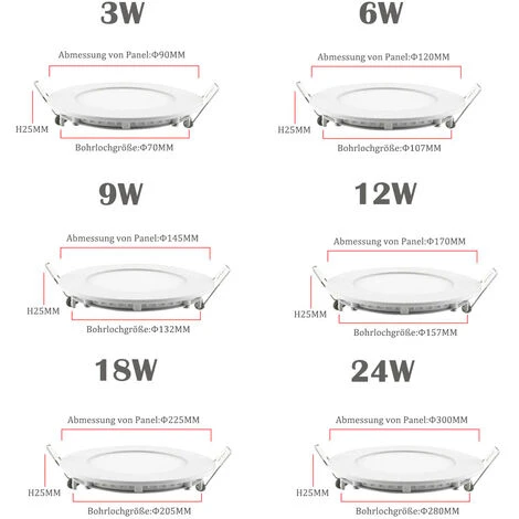 Hengda 20X LED Spot Encastré 6W Blanc Froid 6500K Rond RExtra Plate Changement De Couleur 3 En 1 Salle De Bain Cuisine Salon 6 Hengda 20X LED Spot Encastré 6W Blanc Froid 6500K Rond RExtra Plate Changement De Couleur 3 En 1 Salle De Bain Cuisine Salon – Image 4