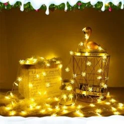 Décoration De Noël Guirlande Lumineuse De Flocon De Neige, 6M 40 LED à Piles Fairy Lights, Monochrom à Deux Modes Et Décoration Brillante Foudre Pour,Noël Chambre Chambre Intérieure Et Extérieure (bla -OSRAM || EUROPALAMP Soldes Boutique 51901503 5