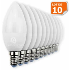 Lot De 10 Ampoules LED Bougie E14 6W 480 Lumens Blanc Chaud