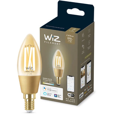 WiZ Ampoule LED Connectée Wi-Fi, Flamme E14, Nuances De Blanc, équivalent 25W, 370 Lumen, Fonctionne Avec Alexa, Google Assistant Et Apple HomeKit 3 WiZ Ampoule LED Connectée Wi-Fi, Flamme E14, Nuances De Blanc, équivalent 25W, 370 Lumen, Fonctionne Avec Alexa, Google Assistant Et Apple HomeKit