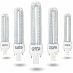 Aigostar - Ampoule LED PLC 2U 12W, Lumière Blanche Froide 6400K, 1200 Lumens, Lot De 5 [Classe énergétique A+]