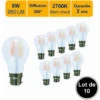 Lot De 10 Ampoules LED Filament B22 8W (équiv. 80w) 950Lm 2700K - Garantie 2 Ans -OSRAM || EUROPALAMP Soldes Boutique 53988341 1