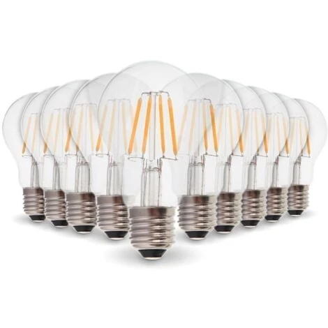 Lot De 10 Ampoules LED E27 4.9W Filament Eq. 40W Blanc Chaud 2700K 3 Lot De 10 Ampoules LED E27 4.9W Filament Eq. 40W Blanc Chaud 2700K