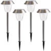 Lot De 4 Lampes Solaires De Jardin D'extérieur En Acier Inoxydable Blanc LED Pour Allée, Décoration De Jardin, éclairage Paysager Pour Terrasse, Pelouse, Cour