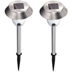 Lot De 4 Lampes Solaires De Jardin D'extérieur En Acier Inoxydable Blanc LED Pour Allée, Décoration De Jardin, éclairage Paysager Pour Terrasse, Pelouse, Cour -OSRAM || EUROPALAMP Soldes Boutique 55763666 2