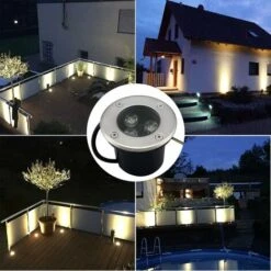 Spot LED Extérieur Encastrable 3W IP65 Spot Encastrable Led Terrasse Rond 270 Lumen Lampe D'éclairage De Jardin Extérieur Ppour Jardin Chemin Cour Garage, AC 110-220V Blanc Chau