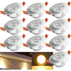 Randaco 10X LED Spot Spot Encastré Set Spot Encastré Pour Plafond IP44 3W A++ 230 V Blanc Chaud CE&ROHS Avec Transformateur