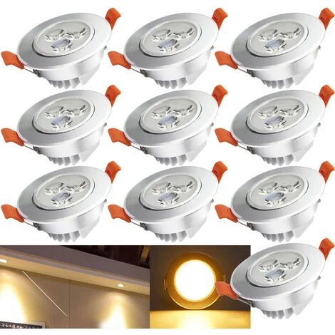 Randaco 10X LED Spot Spot Encastré Set Spot Encastré Pour Plafond IP44 3W A++ 230 V Blanc Chaud CE&ROHS Avec Transformateur 3 Randaco 10X LED Spot Spot Encastré Set Spot Encastré Pour Plafond IP44 3W A++ 230 V Blanc Chaud CE&ROHS Avec Transformateur