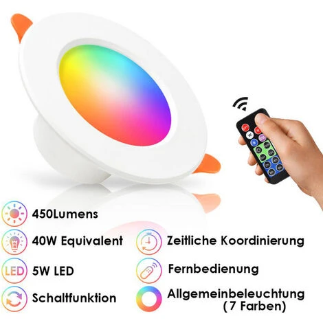 Randaco 6X 5W RGB LED Spot Encastrable Orientable Spots Encastrables Au Plafond 4 Randaco 6X 5W RGB LED Spot Encastrable Orientable Spots Encastrables Au Plafond – Image 2