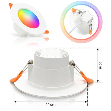 Randaco 6X 5W RGB LED Spot Encastrable Orientable Spots Encastrables Au Plafond 6 Randaco 6X 5W RGB LED Spot Encastrable Orientable Spots Encastrables Au Plafond – Image 4