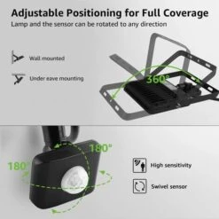 Projecteur LED Extérieur Détecteur De Mouvement 50W, 5000LM Spot LED Extérieur Étanche IP66 6500K Blanc Froid Pour Cour, Garage,Patio -OSRAM || EUROPALAMP Soldes Boutique 58078620 4